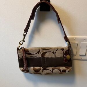 Coach Brown and Tan Shoulder Bag